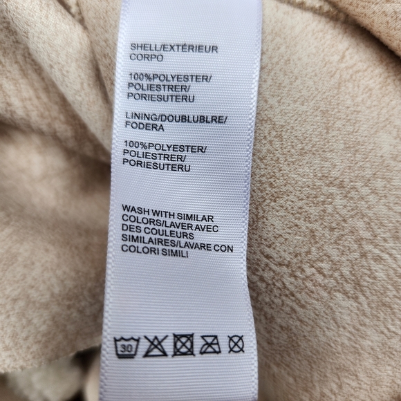 REBECCA MINKOFF Women's Teddy Sherpa Shirt Jacket Extra Large Cream Tan Faux Fur - Picture 4 of 11